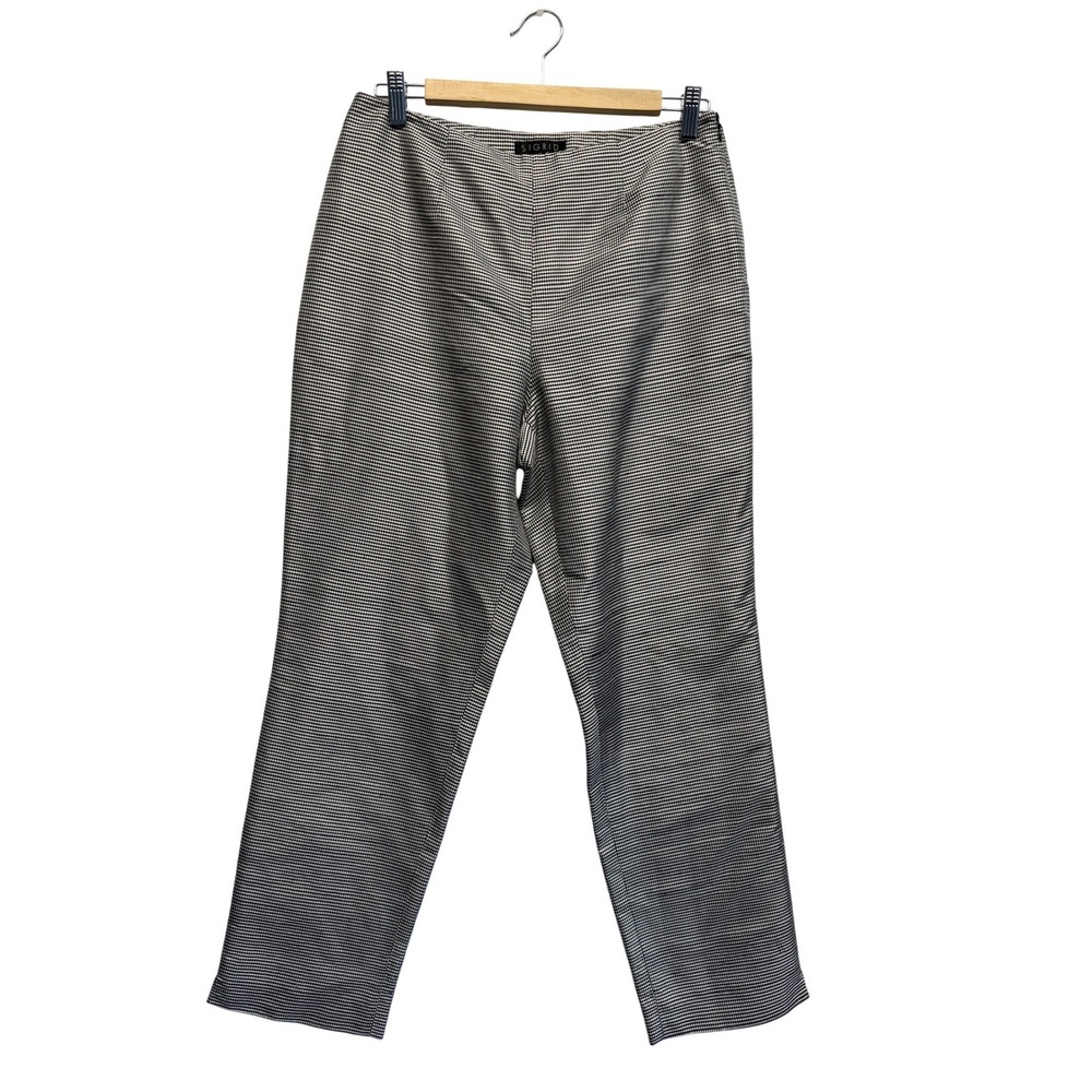 Sigrid Olsen 100% Silk Gingham Check Trousers Straight Leg Side Zip 10